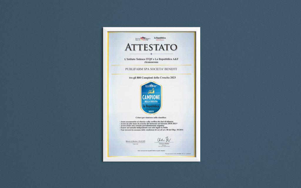 Agenzia di Comunicazione Publifarm | Pure Creative Agency Siamo ancora una volta Campioni della Crescita 1