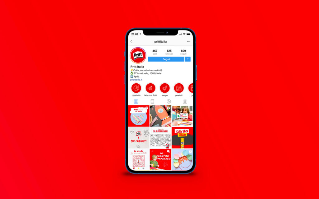 Agenzia di Comunicazione Publifarm | Pure Creative Agency Per il profilo Instagram di Pritt Italia siamo tornati bambini! 1