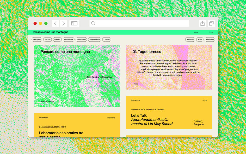 Agenzia di Comunicazione Publifarm | Pure Creative Agency Il sito web per il programma biennale di GAMeC “Pensare come una montagna”  1