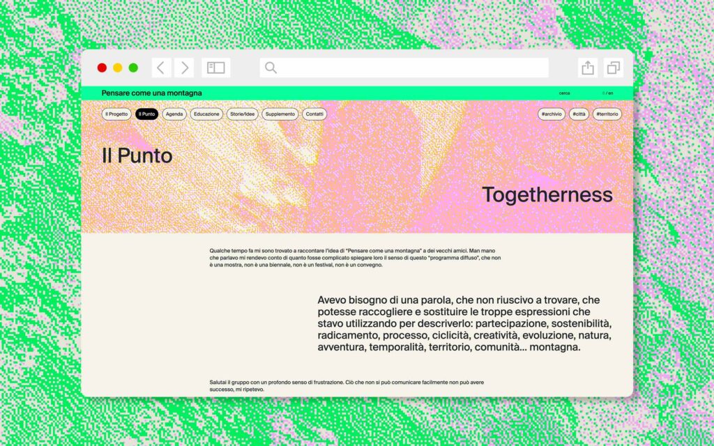 Agenzia di Comunicazione Publifarm | Pure Creative Agency Il sito web per il programma biennale di GAMeC “Pensare come una montagna”  1